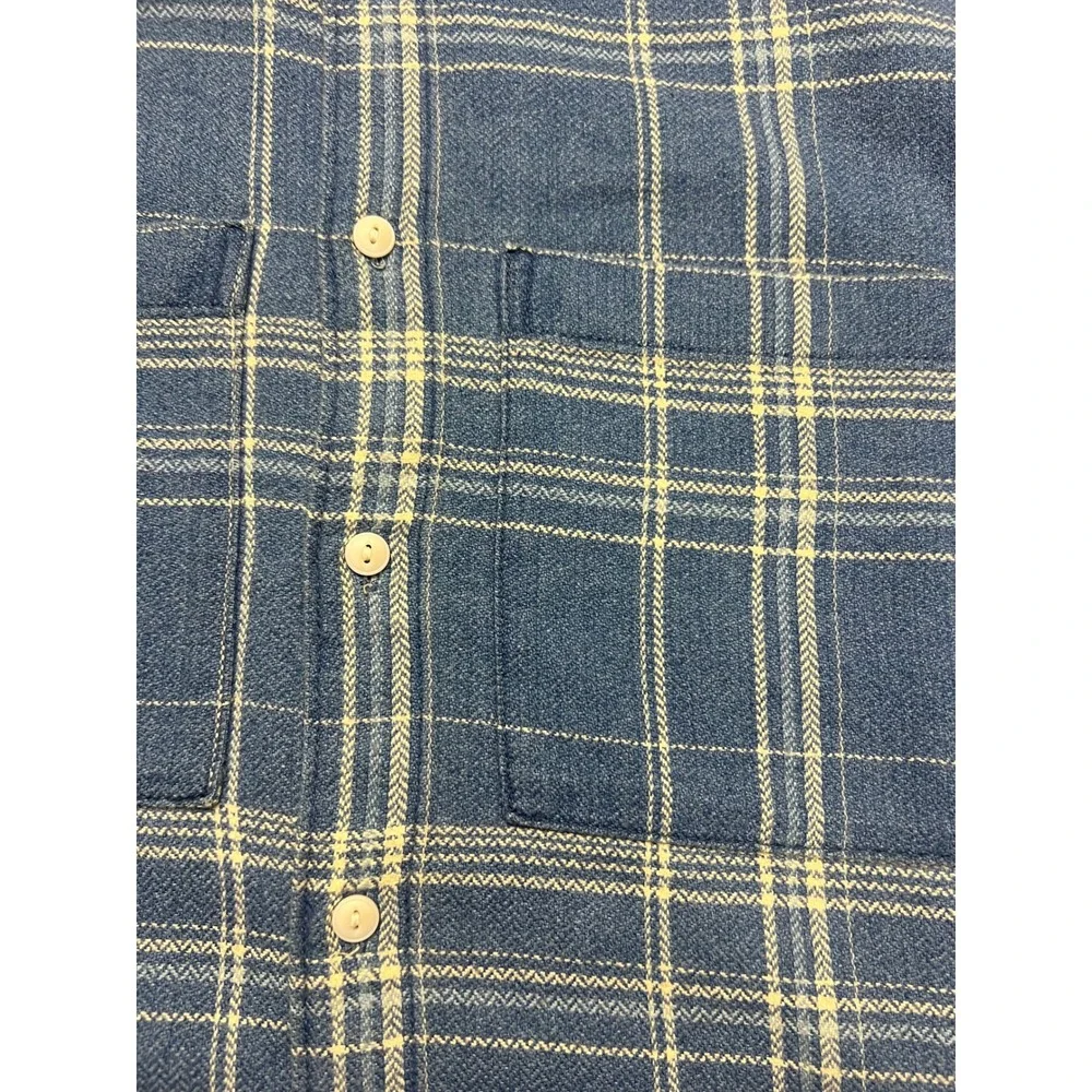 NWT Madewell Mens Blue Plaid Easy Fit Long Sleeve Flannel Shirt M Indigo Granola - Picture 7 of 12